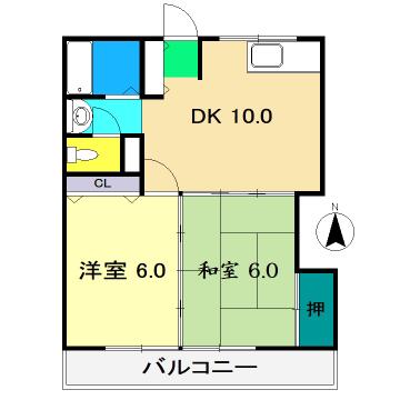カームホーム(2LDK/2階)の間取り写真