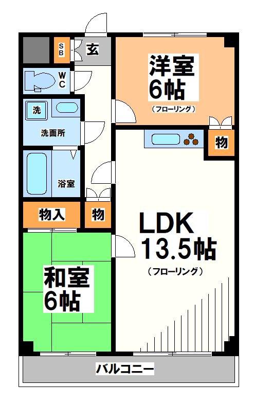 メルベーユソシア(2LDK/1階)の間取り写真