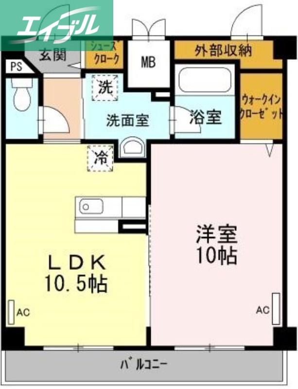 田町ガーデンハイツ(1LDK/8階)の間取り写真