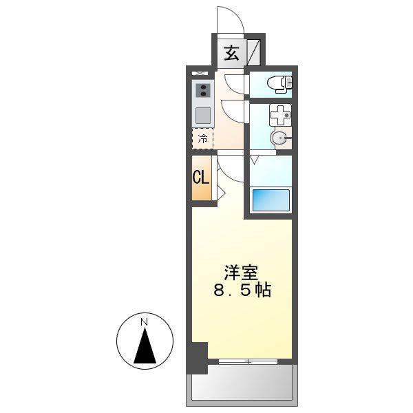 S-RESIDENCE浄心II(1K/1階)の間取り写真