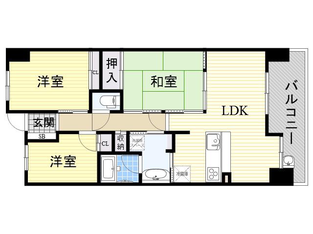 レジディア都島Ⅰ(3LDK/14階)の間取り写真