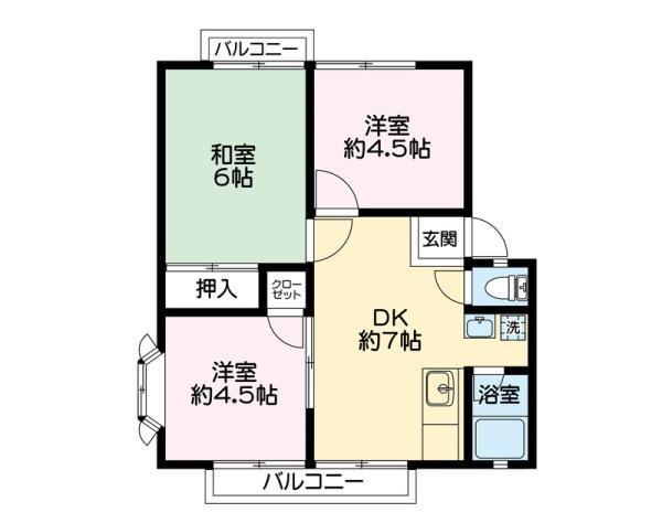 コーポ宇佐美Ⅲ(3DK/2階)の間取り写真