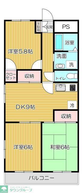 ハイツエコ(3DK/1階)の間取り写真