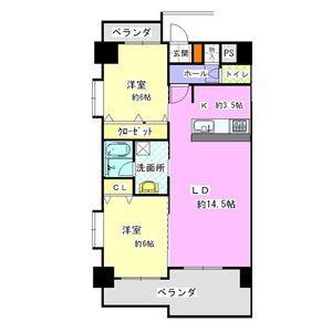 HILL PALACE IKAI(2LDK/9階)の間取り写真