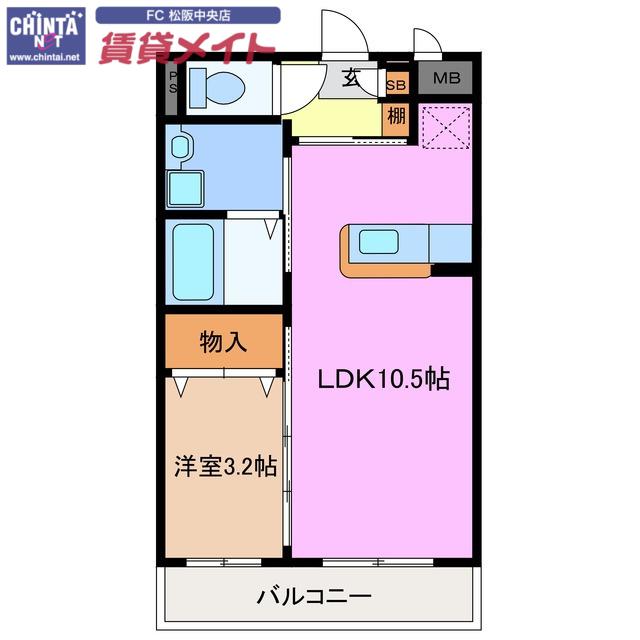 アンジュー(1LDK/1階)の間取り写真