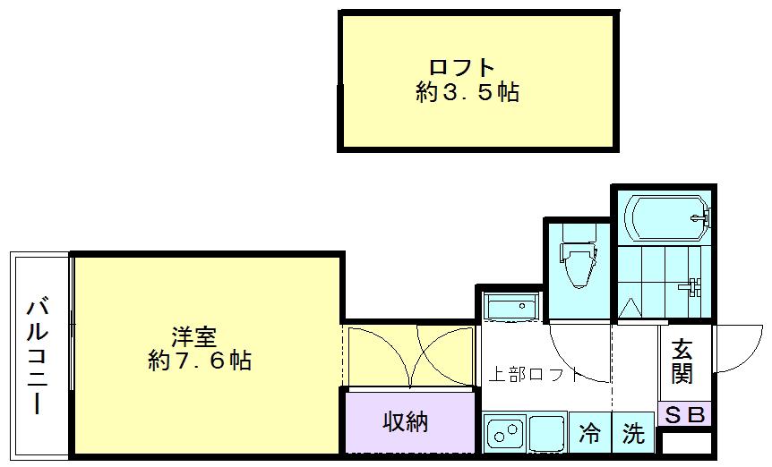 LA LUCE(1K/2階)の間取り写真