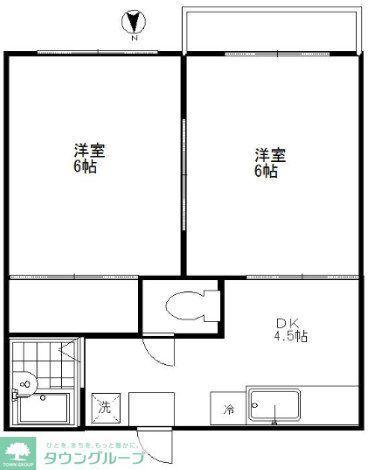 ハイツセキスイA棟 A(2DK/2階)の間取り写真