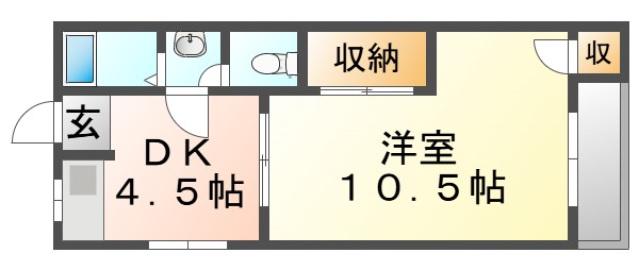 円山台ロイヤル(1DK/1階)の間取り写真