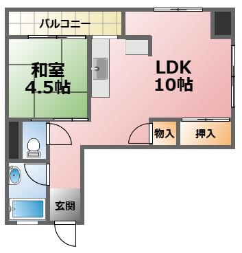 コーポマエダI(1LDK/4階)の間取り写真