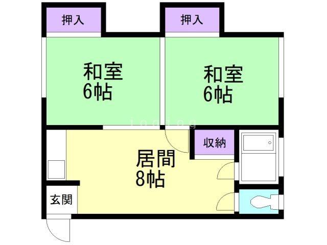 山本荘(2DK/2階)の間取り写真