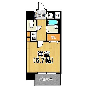 パラシオ塚本III(1K/3階)の間取り写真