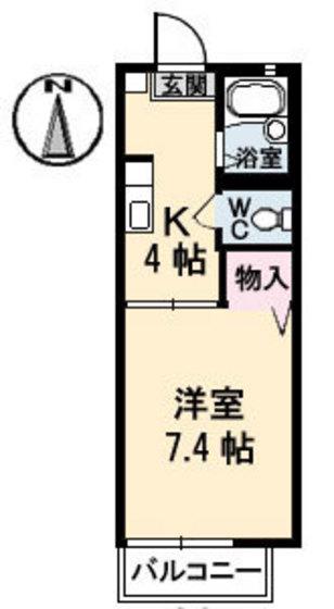 フォーレストヒルズ A棟(1K/2階)の間取り写真