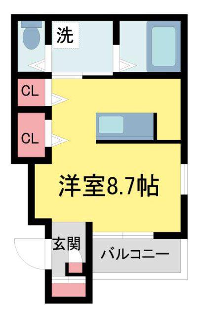 あんしんVERM五ケ山22-2001(ワンルーム/1階)の間取り写真