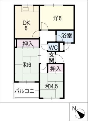 WHITE COURT 米津(3DK/2階)の間取り写真