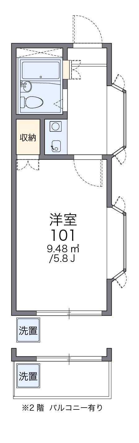 レオパレスDAI(1K/1階)の間取り写真