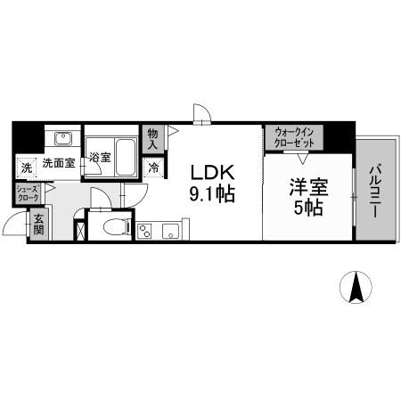 ダイワシティー庄内通(1LDK/4階)の間取り写真