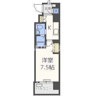 レジュールアッシュ京橋クロスII(1K/3階)の間取り写真