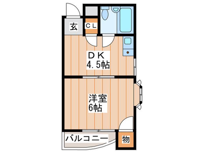 イーストパレス萱島(1DK/3階)の間取り写真
