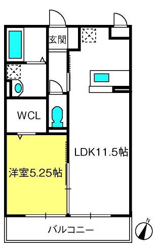 グレイス(1LDK/1階)の間取り写真