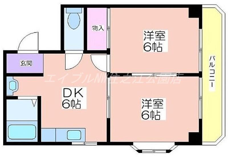 グランドール住之江(2DK/4階)の間取り写真
