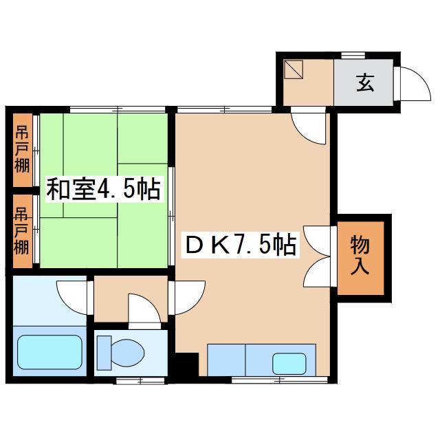 リラマンション(1DK/2階)の間取り写真