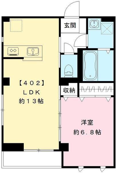 レザン池上(1LDK/4階)の間取り写真