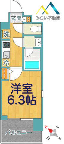 プロスタイルウェルス横浜天王町SHOKEN RESIDENCE(1K/2階)の間取り写真