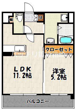 箱崎なつめビル(1LDK/7階)の間取り写真