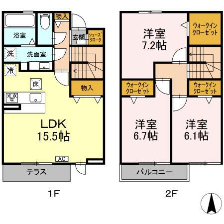 パークヒルズ(3LDK/1階)の間取り写真