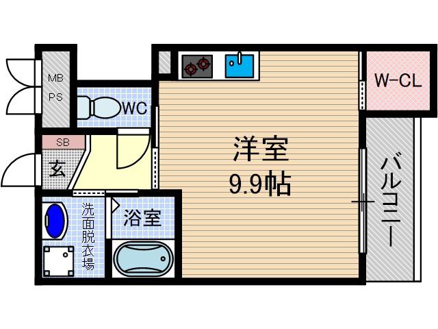 プランタン221(ワンルーム/3階)の間取り写真
