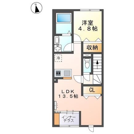 ORCHARD西崎(1LDK/2階)の間取り写真