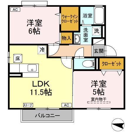 アンジュ(2LDK/1階)の間取り写真