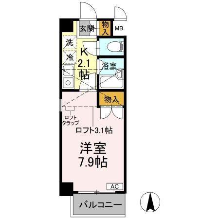 ヴァンテアン清水(1K/4階)の間取り写真