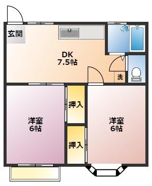 MTヴィレッジ A(2DK/1階)の間取り写真