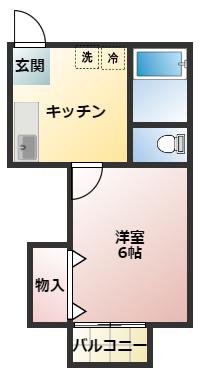 ハイツアオキ第1(1K/1階)の間取り写真