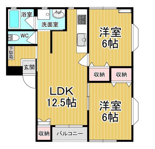 プロバンスM村井(2LDK/2階)の間取り写真