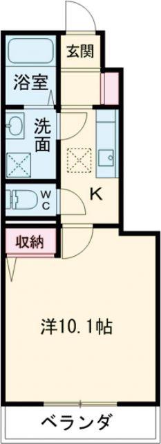 メープルタウンB棟(1K/1階)の間取り写真