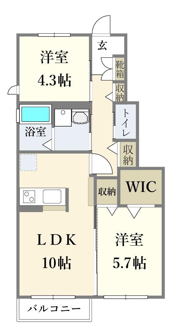 ルーエ子平町(2LDK/1階)の間取り写真