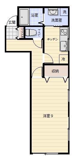 シュエット中央(1DK/1階)の間取り写真
