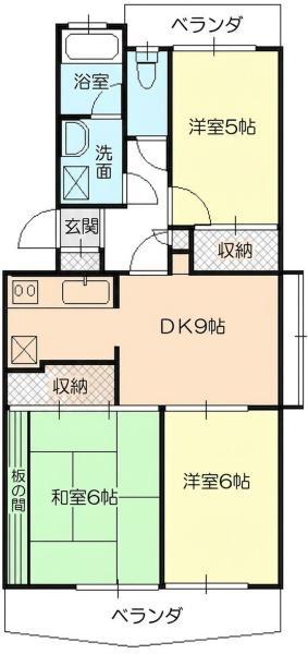 セントヒルズ(3DK/1階)の間取り写真