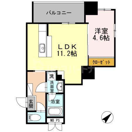 KYビル(1LDK/6階)の間取り写真