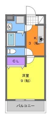 SWEET HILLS(1K/3階)の間取り写真