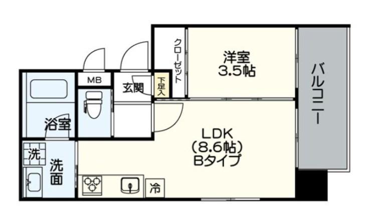 アヴァンティ祇園(1LDK/3階)の間取り写真