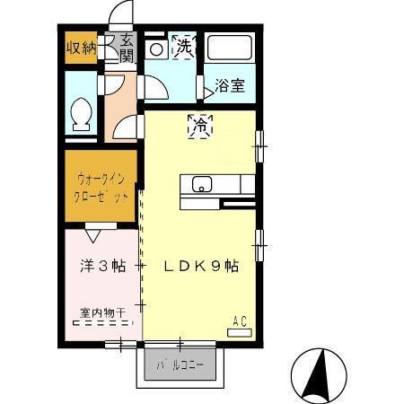グランモア桜(1LDK/2階)の間取り写真
