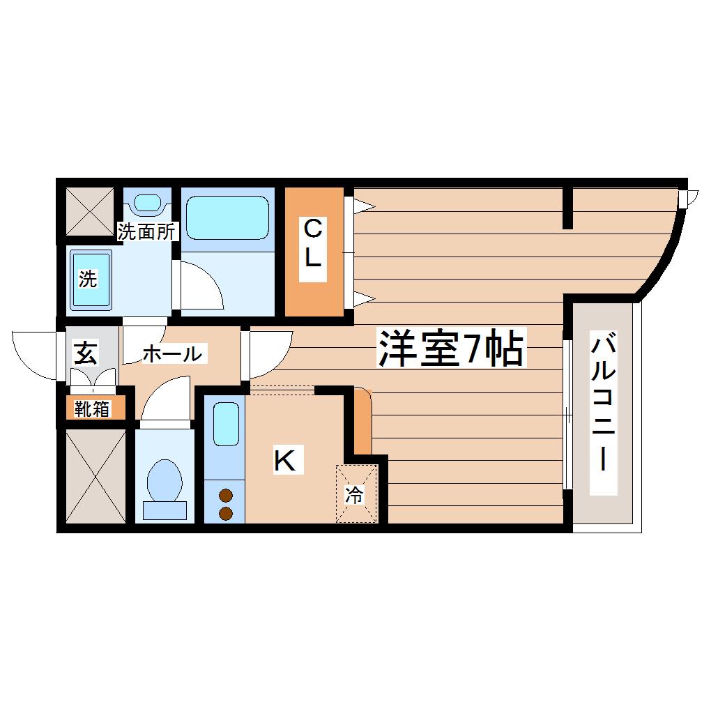 ロイヤルヒルズ鹿野I(1K/2階)の間取り写真