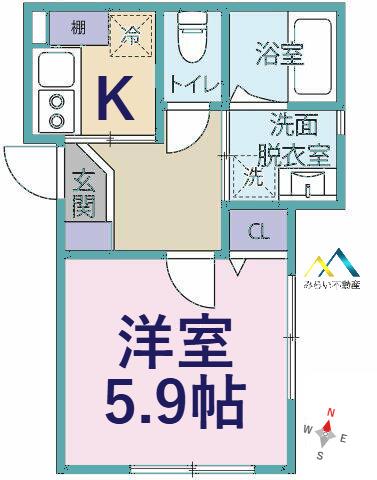 CASA FIORA(1K/2階)の間取り写真