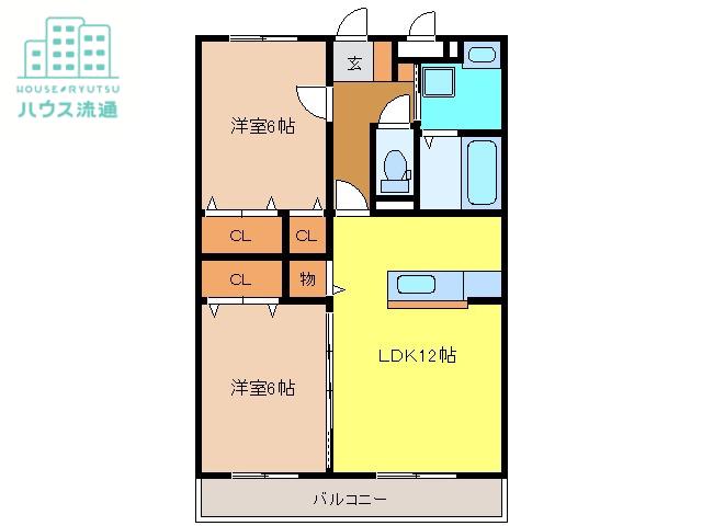 エスポワールIII番館(2LDK/1階)の間取り写真