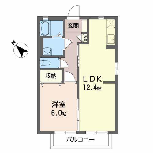 パークサイド篠目 B棟(1LDK/1階)の間取り写真