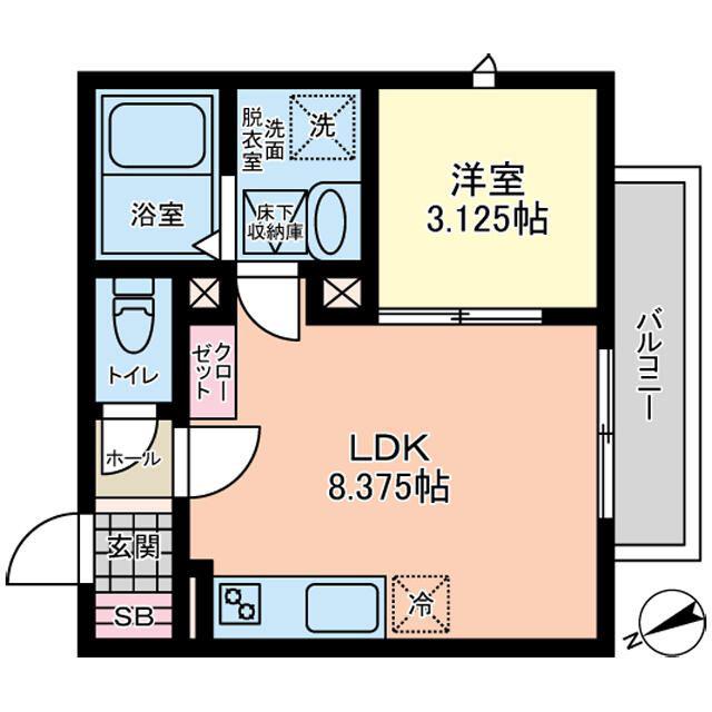 コンフィデンス東大宮 A(1LDK/3階)の間取り写真