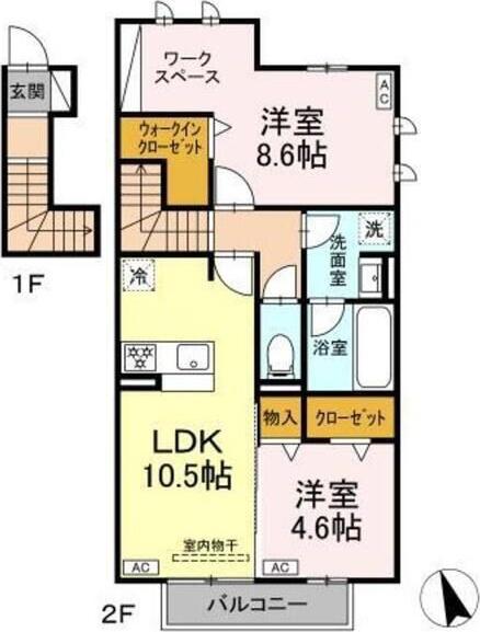 フロレゾンK&K(2LDK/2階)の間取り写真